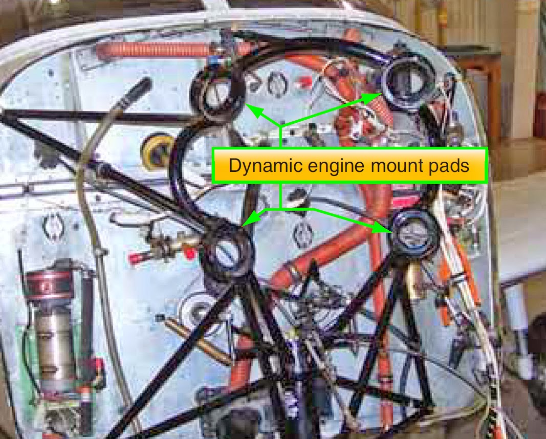 Rubber shock mount in steel engine mount