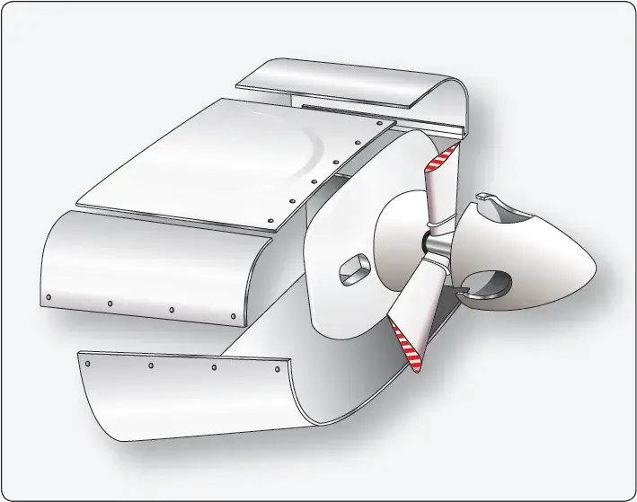Typical aircraft engine cowling for a horizontally opposed reciprocating engine