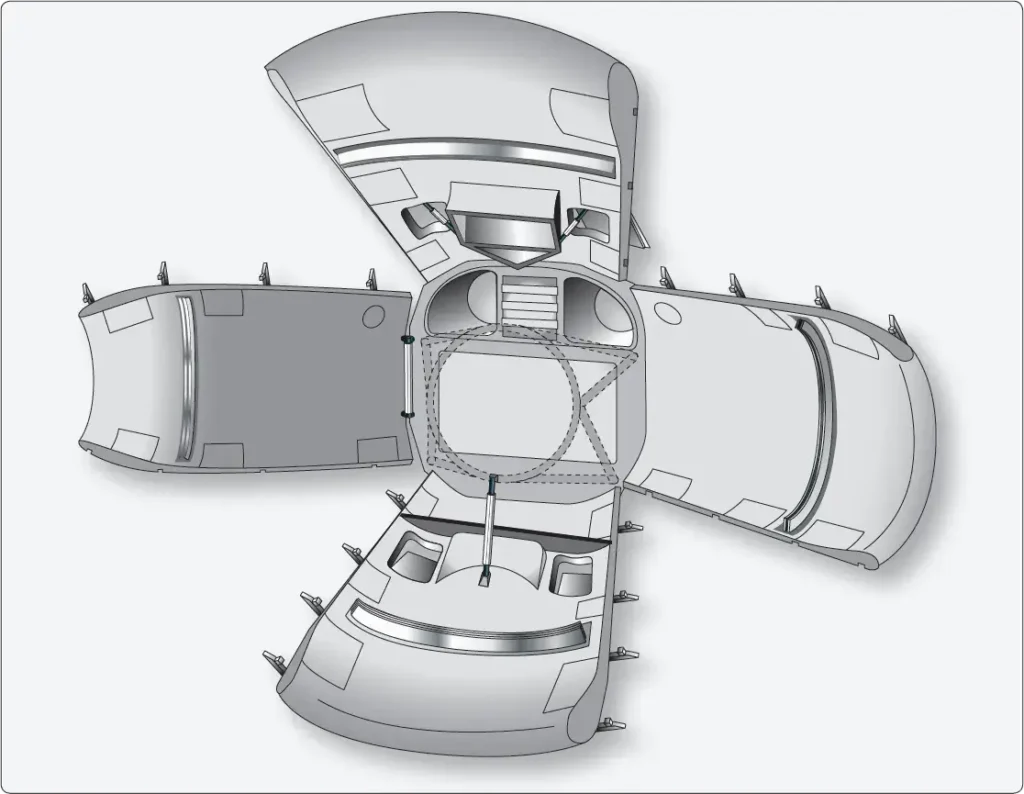 Orange-peel cowling for a large radial reciprocating aircraft engine