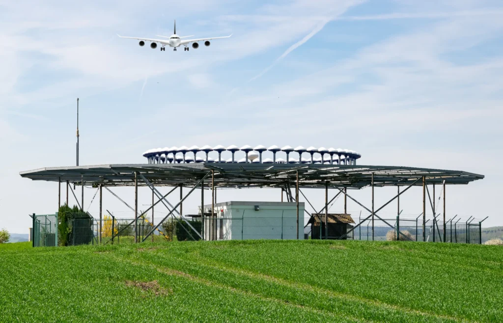 OR and DME ground station providing azimuth and distance information for aircraft navigation