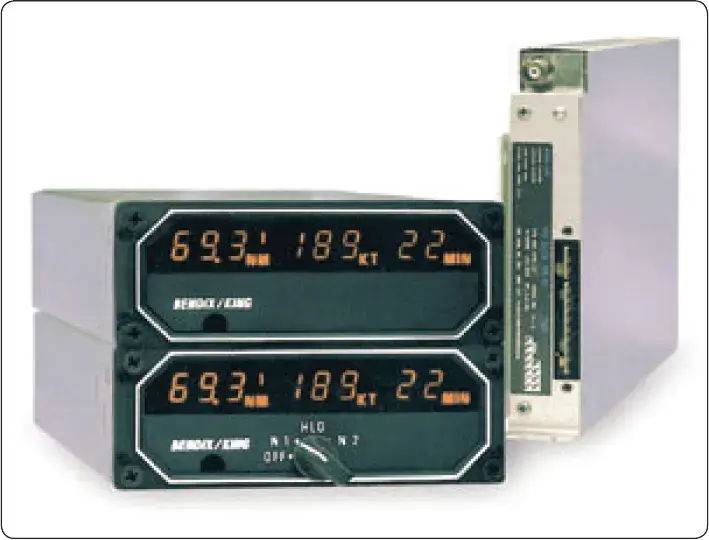 Dual-display DME showing distance information with a remotely mounted receiver for aircraft navigation
