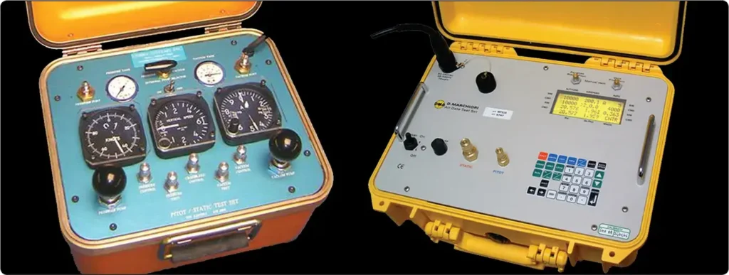 Analog and digital pitot-static system test units used for aircraft instrument system maintenance