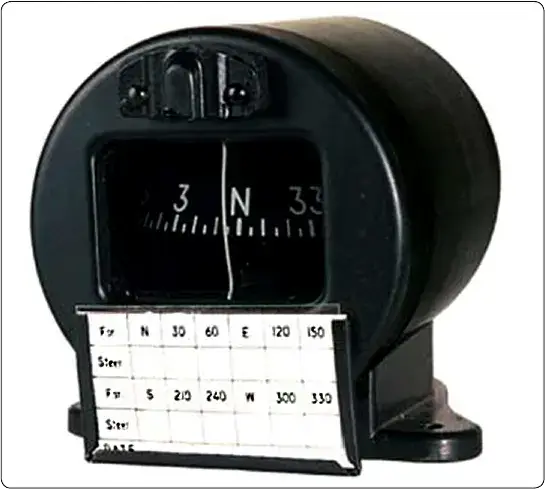 Aircraft magnetic compass with a deviation correction card for recording compass swing results