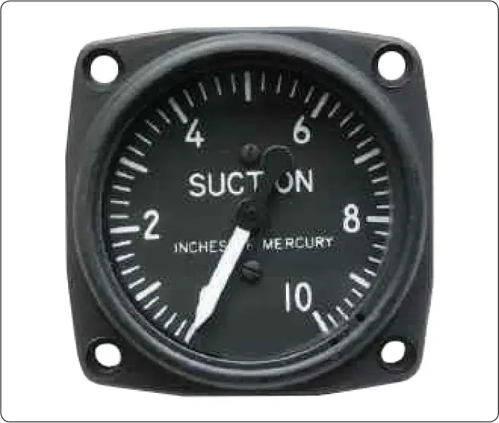 Aircraft vacuum suction gauge used to monitor vacuum pressure in the instrument system