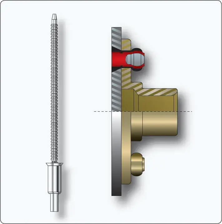 Friction-lock blind rivet used for fastening aircraft structures where access is limited