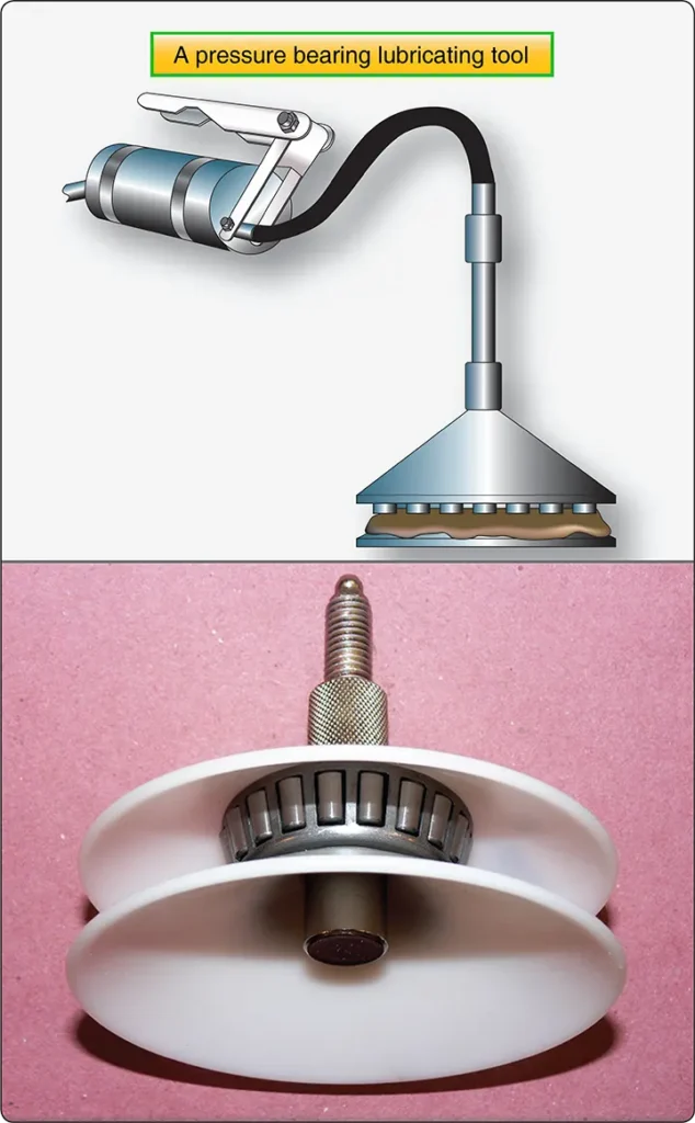 Pressure lubricating tool designed for applying grease to aircraft wheel bearings