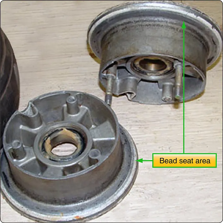 Light aircraft wheel bead seat areas inspected for cracks using eddy current testing