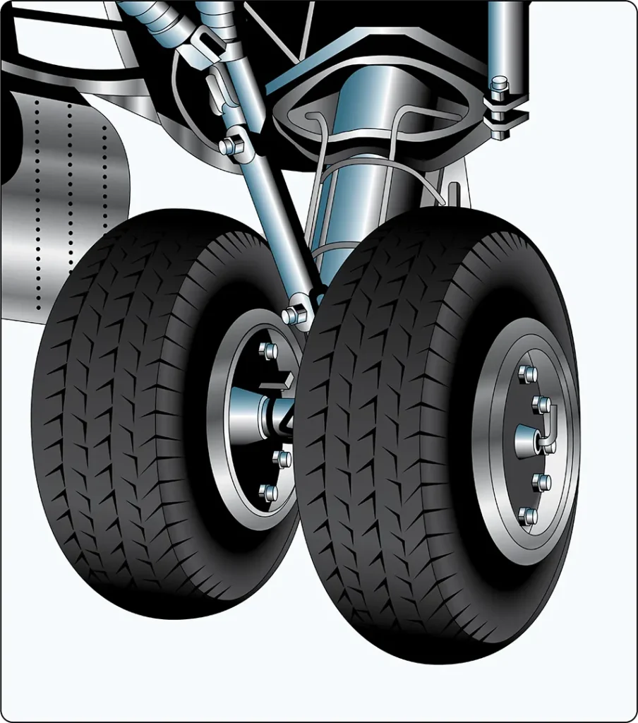 Dual main landing gear on a tricycle-type aircraft