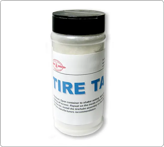 Tire talc applied inside a tube-type aircraft tire and to the tube surface to reduce friction and allow proper expansion