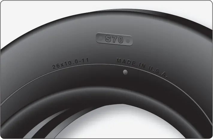 Aircraft tire sidewall vent marked with a colored dot for releasing trapped air or nitrogen from the carcass plies