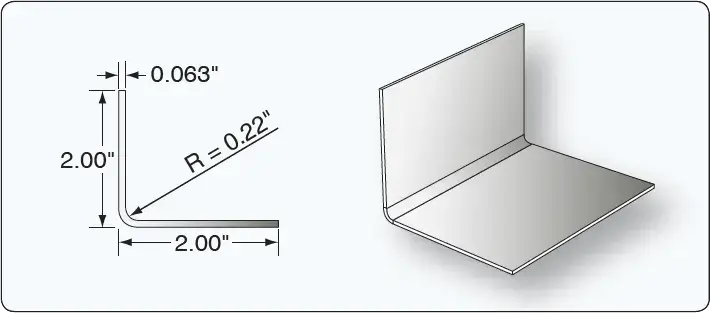 Example of a J chart used to determine bend allowance for aircraft sheet metal forming