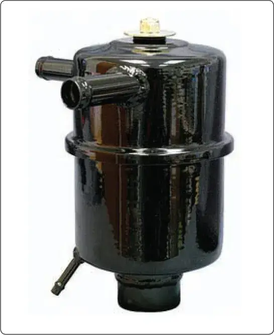 Oil separator used with a wet-type engine-driven air pump to remove oil from the pump airflow