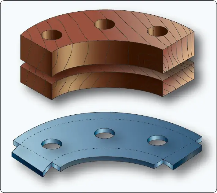 Forming blocks used to shape aircraft sheet metal into curved and angled components