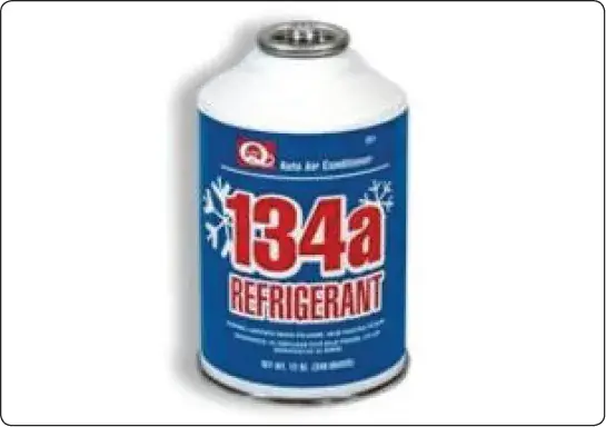 Small container of R134a refrigerant used for servicing aircraft vapor cycle air conditioning systems