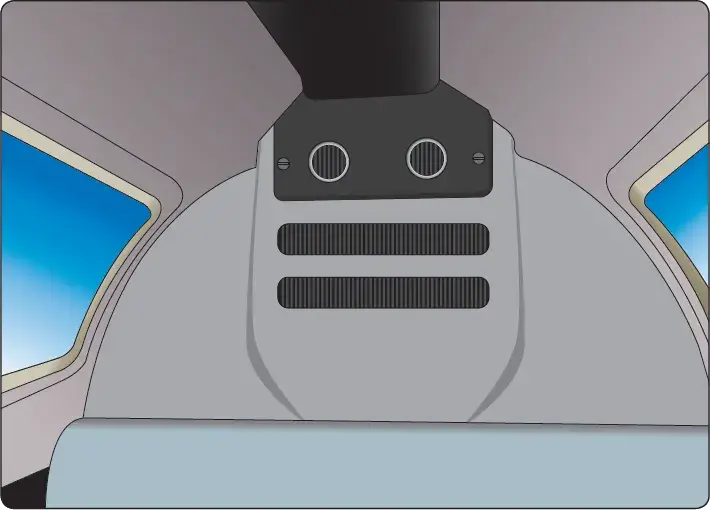 Aircraft vapor cycle air conditioning evaporator installed behind the right rudder pedal in the forward cabin sidewall