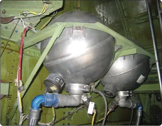 Built-in high-rate discharge fire extinguisher bottles installed on an airliner for fixed fire suppression