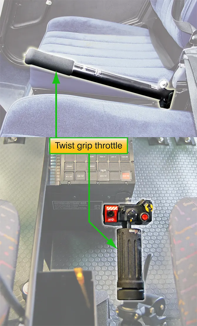 Twist grip throttle on the collective lever