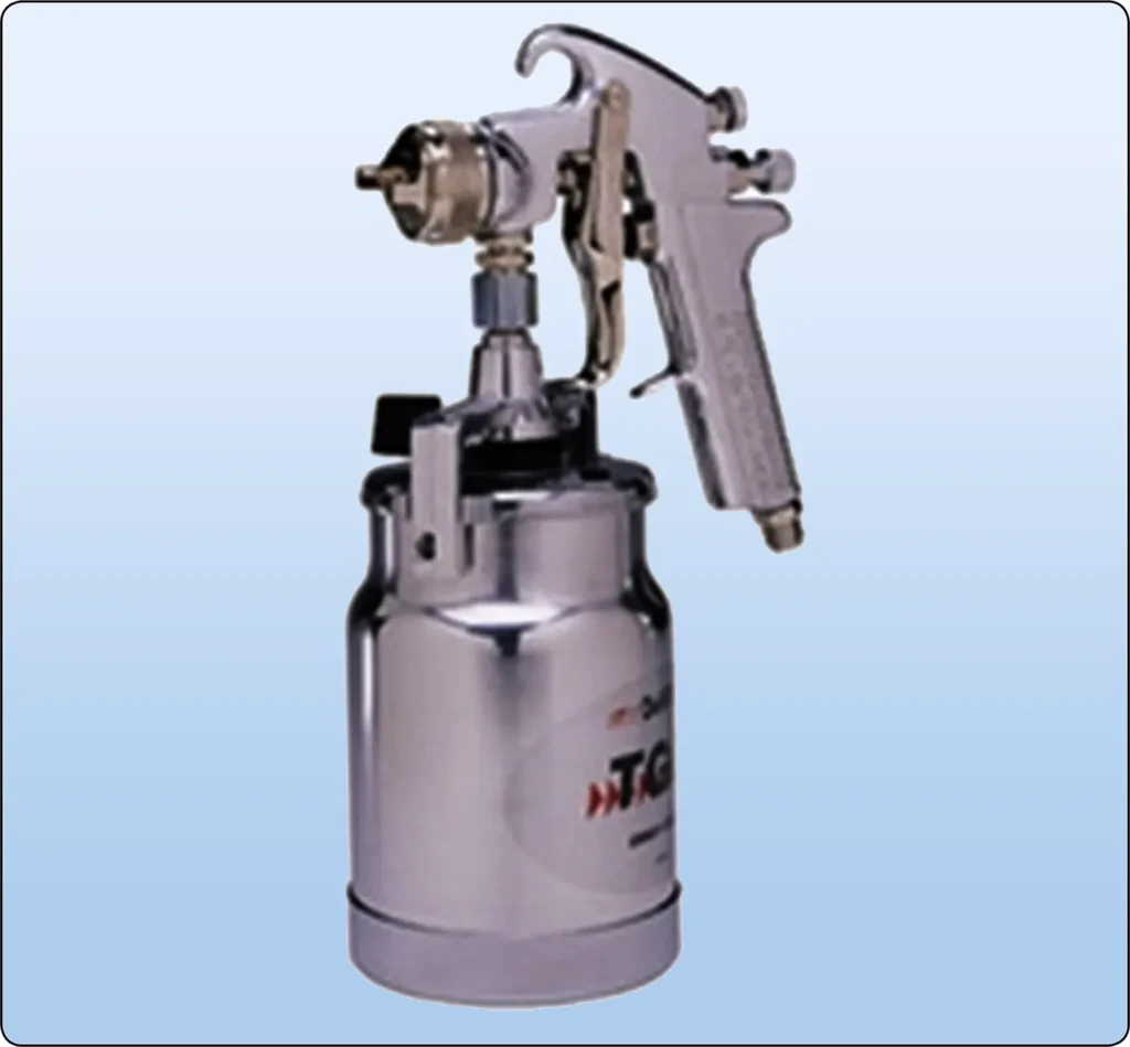 Siphon-feed spray gun used to apply paint and coatings during aircraft painting operations