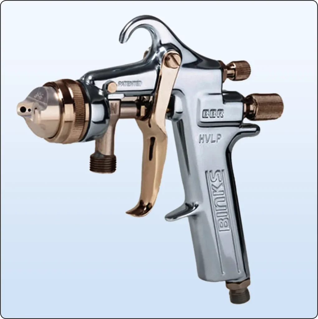High-volume low-pressure (HVLP) spray gun used for applying aircraft paint and coatings