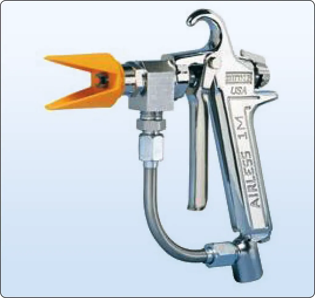 Airless spray gun used to apply paint and coatings during aircraft painting operations