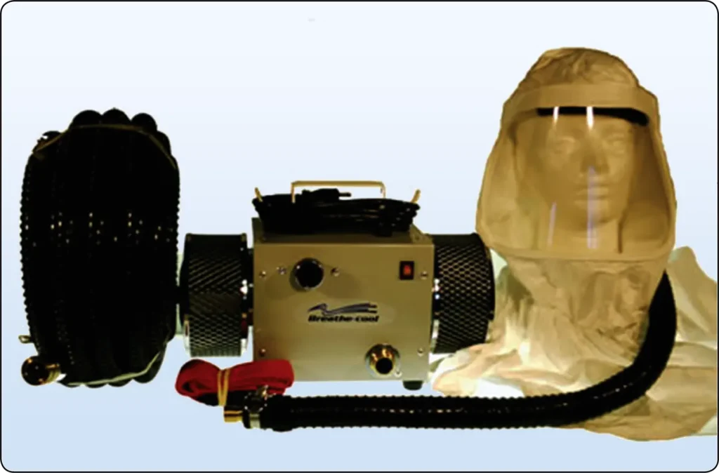 Breathe-Cool II® supplied-air respirator system with Tyvek® hood for protection during aircraft painting