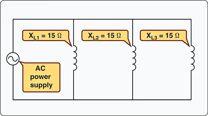 Inductances in parallel AC circuit
