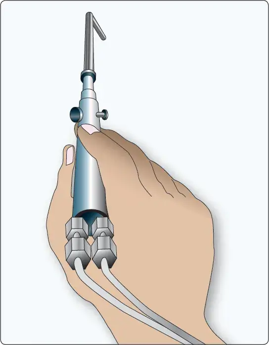 Hand position for gas welding light-gauge aircraft metal during welding operations