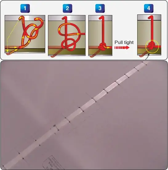 Rib lacing knots recessed below the aircraft fabric surface for a smooth finish
