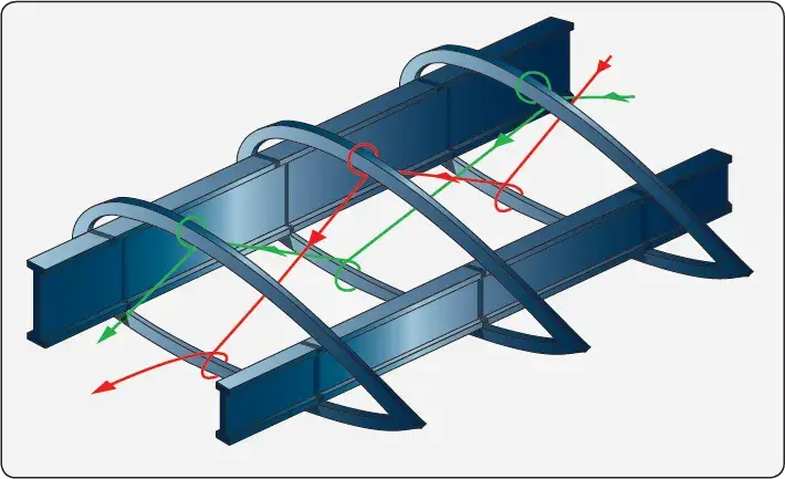 Inter-rib bracing holding aircraft wing ribs in position during the fabric covering process