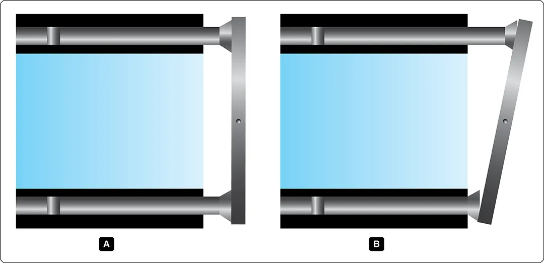 Wobble plate position Diagram showing the position of a wobble plate in a hydraulic transmission system used for aircraft electrical power generation
