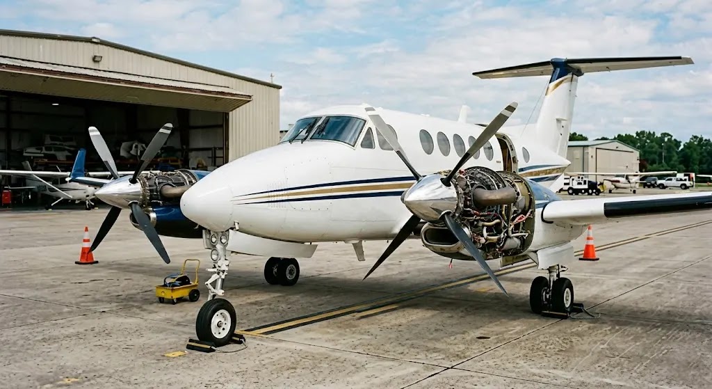 Aircraft is ready for troubleshooting propeller