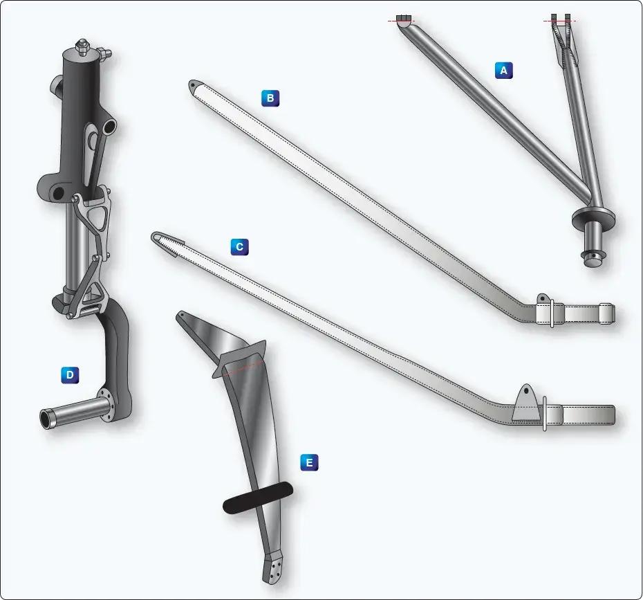 Representative landing gear assemblies showing repairable and nonrepairable components