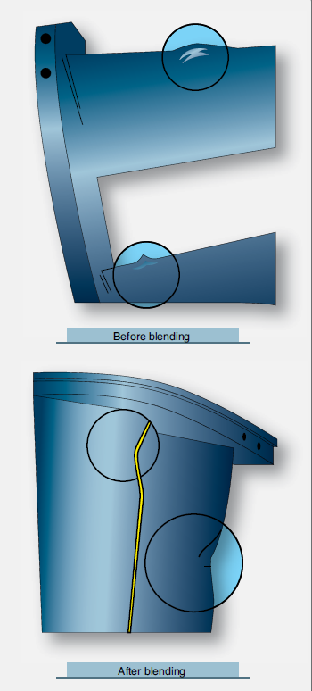 Aircraft turbine engine guide vane trailing edge damage