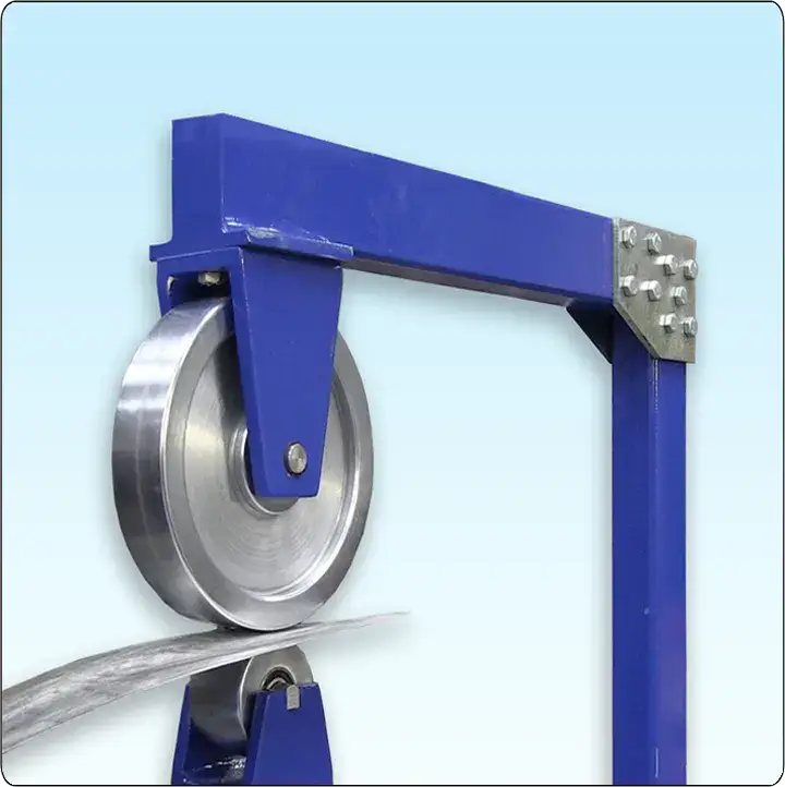 English wheel used to form and smooth curved aircraft sheet metal panels