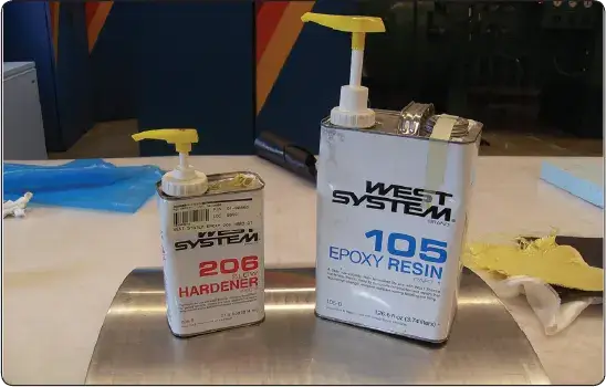 Two-part wet layup epoxy resin system with pump dispenser for aircraft composite fabrication