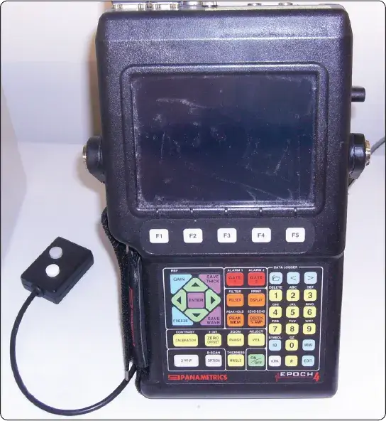 Pulse-echo test equipment used for ultrasonic inspection of aircraft composite structures