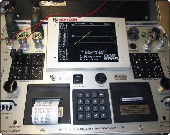 Heat bonder equipment used to apply controlled heat for bonding and curing aircraft composite repairs