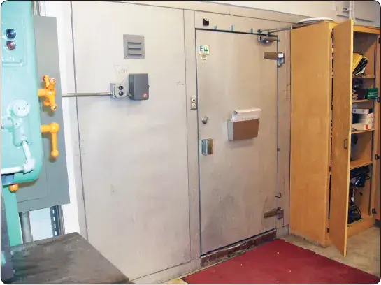 Walk-in freezer used to store temperature-sensitive prepreg materials for aircraft composite repairs