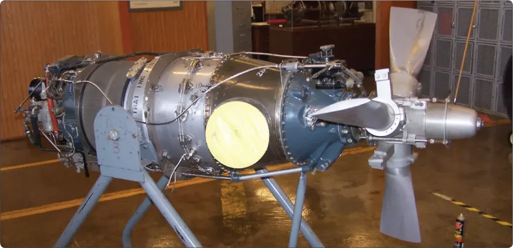 PT6 turboprop engine on engine stand