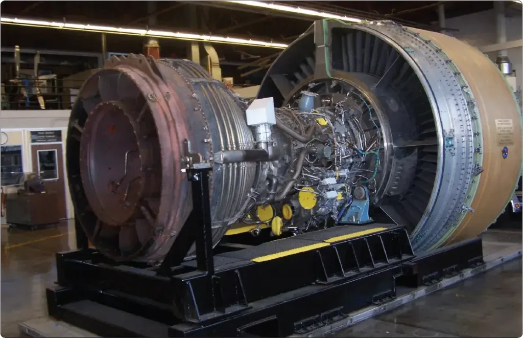 Aircraft gas turbine engine on stand
