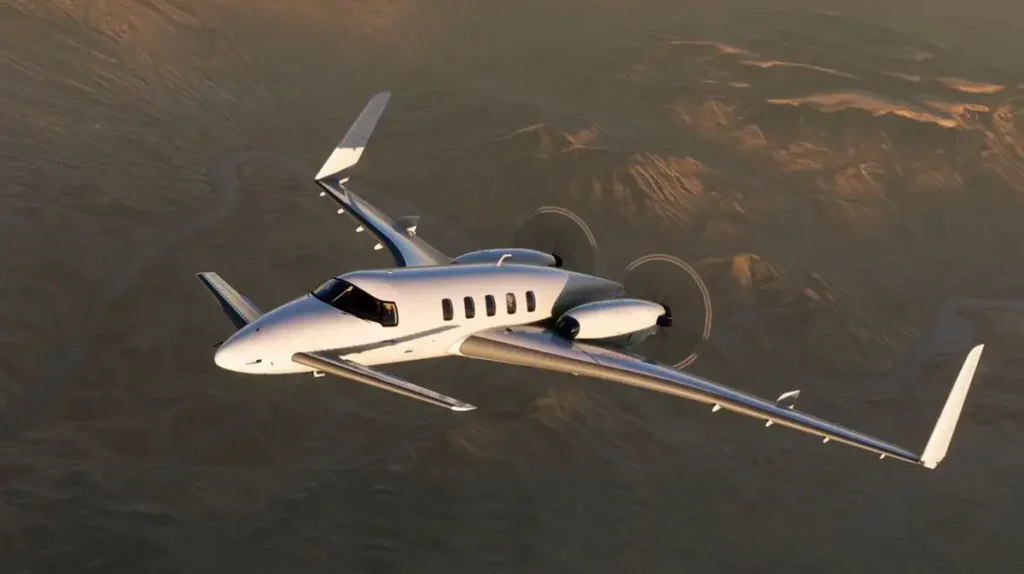 Beechcraft 2000 Starship aircraft featuring forward canard wings ahead of the main wings to provide lift and improve pitch stability