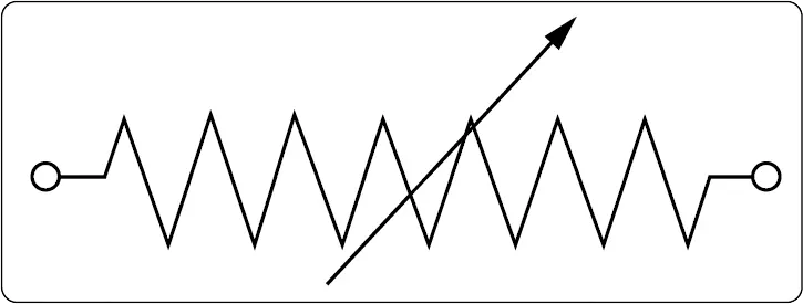 Circuit schematic symbol for a rheostat, a variable resistor used to adjust current in an electrical circuit
