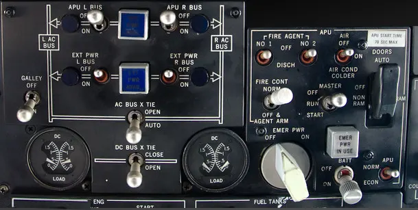 Different types of electrical switches used in modern aircraft to control onboard electrical systems and equipment