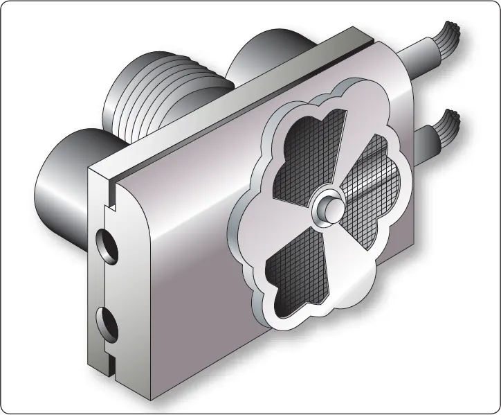 Battery quick-disconnect assembly showing the connector components used to rapidly connect or isolate an aircraft battery from its electrical system