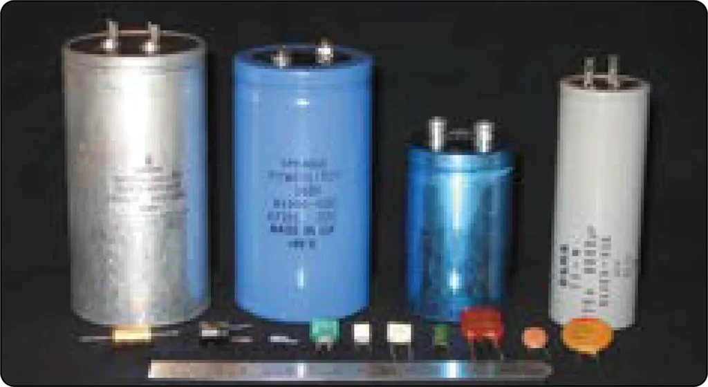 Various types of fixed capacitors used in electrical and electronic circuits to store electrical charge and energy