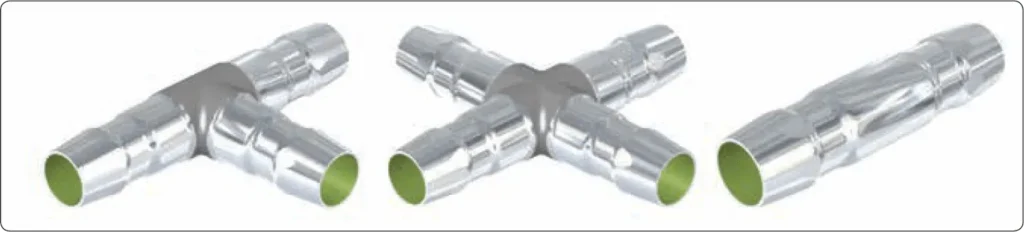 Permaswage™ aircraft tube fitting designed to create a permanent, mechanically secured connection in rigid fluid line systems