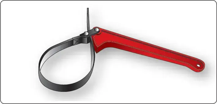 Strap wrench with a flexible band for gripping and turning cylindrical components during aircraft maintenance