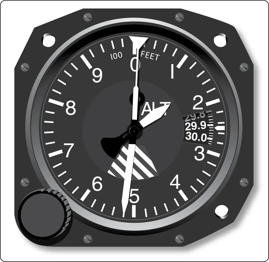 Aircraft altimeter illustrating the use of an aneroid barometer to measure altitude based on atmospheric pressure
