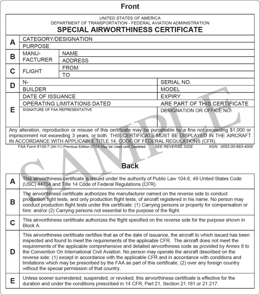FAA Form 8130-7