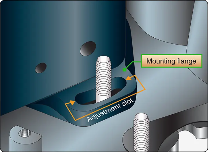 Aircraft magneto mounting flange showing the attachment surface and mounting holes used to secure the magneto to the engine